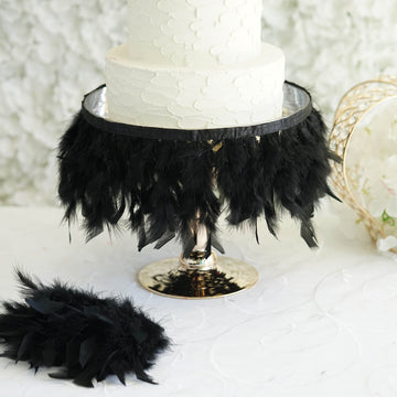 Create Stunning Event Decor with Black Real Turkey Feather Fringe Trim