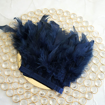 Enhance Your Event Decor with Navy Blue Real Turkey Feather Fringe Trim