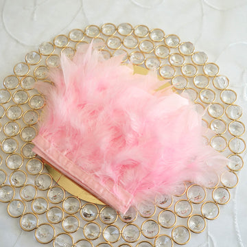 Elevate Your Event Decor with Pink Real Turkey Feather Fringe Trim