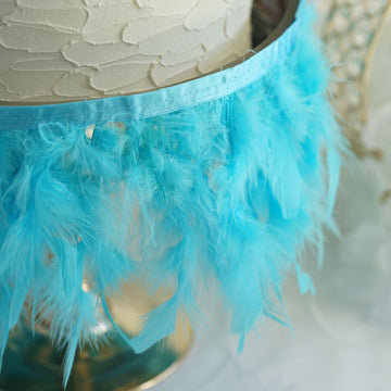 Turquoise Real Turkey Feather Fringe Trim: Versatile and High-Quality
