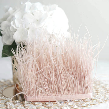 Elevate Your Event Decor with Dusty Rose Ostrich Feather Fringe Trim