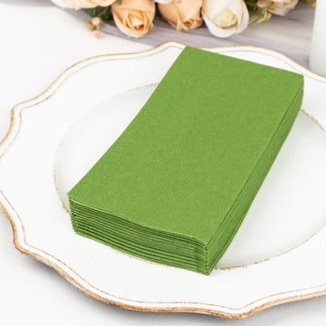 20 Pack | Olive Green Soft Linen-Feel Airlaid Paper Party Napkins, Highly Absorbent Disposable Dinner Napkins