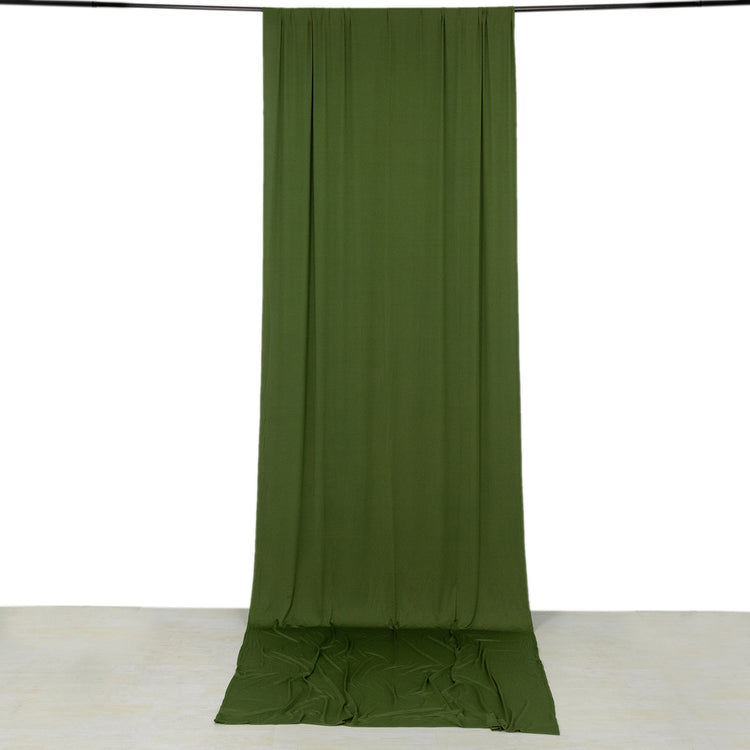 Olive Green 4-Way Stretch Spandex Drapery Panel with Rod Pockets, Backdrop Drape Curtain