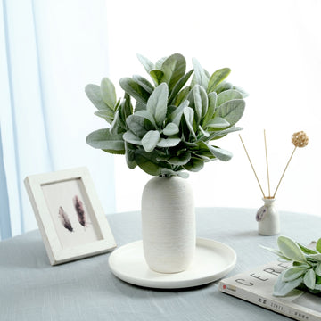 Add a Touch of Freshness with Frosted Green Artificial Lambs Ear Leaf Indoor Plant