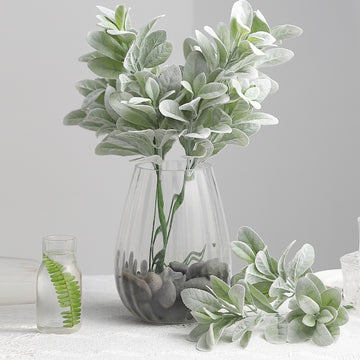 Add a Touch of Freshness with the Frosted Green Artificial Lambs Ear Leaf Indoor Plant