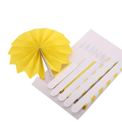 Yellow fan paper craft kit with folding tools and clips