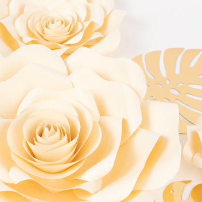 Cream paper flowers art piece for home decor