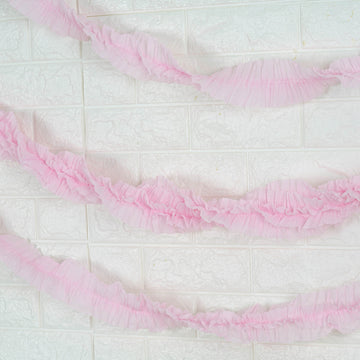 Blush Ruffled Paper Streamer Rolls for Stunning Party Decorations