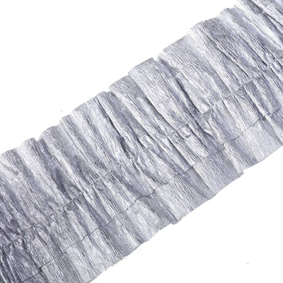 Silver frill ribbon trim on a white background