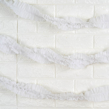 Elegant White Ruffled Paper Streamer Rolls for Stunning Party Decorations