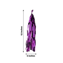 A purple foil tinsel with measurements of 12 inches and 5 inches, perfect for balloon & décor garlands