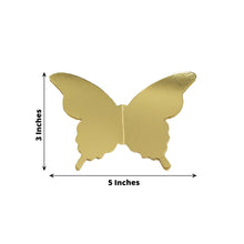 A Metallic Gold Paper 3D Butterfly with measurements of 3 inches and 5 inches