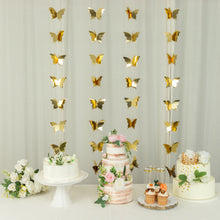 2 Pack | 9ft Gold 3D Paper Butterfly String Banners, Hanging Garland Party Streamers
