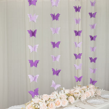 Elevate Your Event with 2 Pack Purple 3D Paper Butterfly String Banners