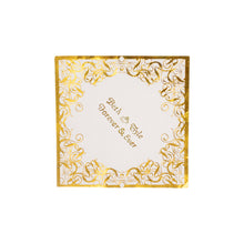 100 Pack Personalized White 3 Ply Soft Paper Napkins With Gold Foil Lace Design, Cocktail#whtbkgd