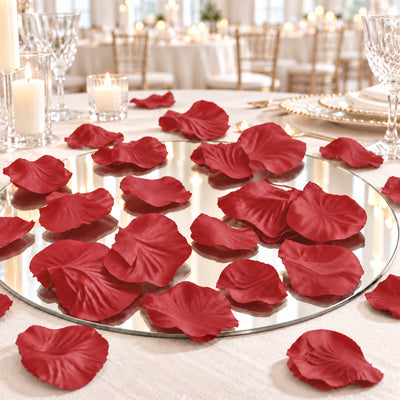 2000 Pack Silk Rose Petals Confetti Burgundy Round Design - Decorative Table Scatters