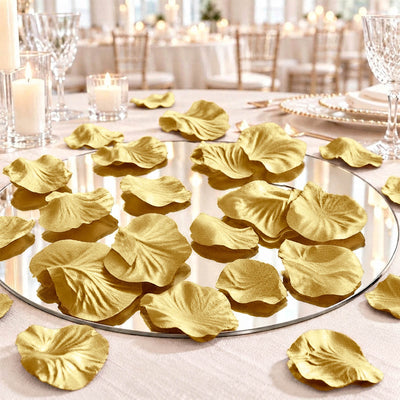 2000 Pack Silk Rose Petals Confetti – Metallic Gold Round Decorative Table Scatters