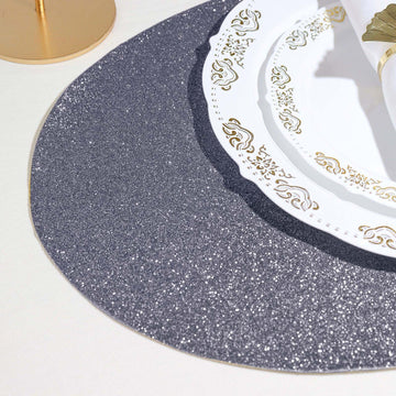 Versatile and Stylish Charcoal Gray Sparkle Placemats