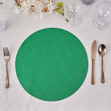 Add Some Sparkle to Your Table with Green Round Sparkle Placemats