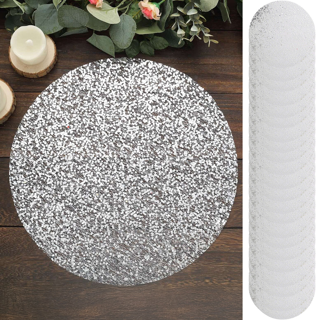 Silver glitter round cake board, perfect for decorating cakes and desserts