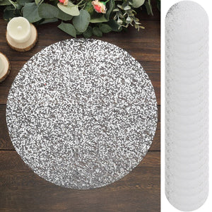 Silver glitter round cake board, perfect for decorating cakes and desserts