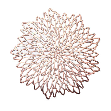 Versatile and Functional Event Decor with Rose Gold Metallic Floral Vinyl Placemats