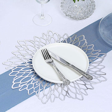 Elevate Your Table Setting with Silver Floral Vinyl Placemats