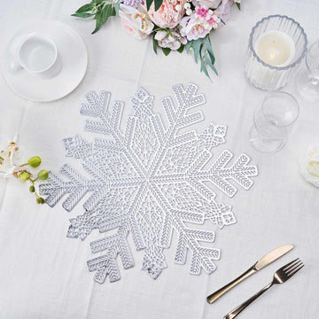 Add Elegance to Your Table with Silver Metallic Snowflake Placemats