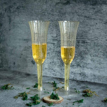 Add a Touch of Elegance to Your Event with Gold Glitter Champagne Flutes