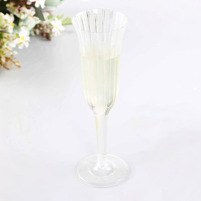 Elegant champagne flute filled with sparkling beverage.
