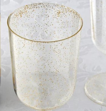 Create a Glamorous Atmosphere with Gold Glittered Plastic Wine Glasses