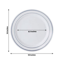 10 Pack White Disposable Plastic Dinner Plates With Tres Chic Silver Rim 10 Inch