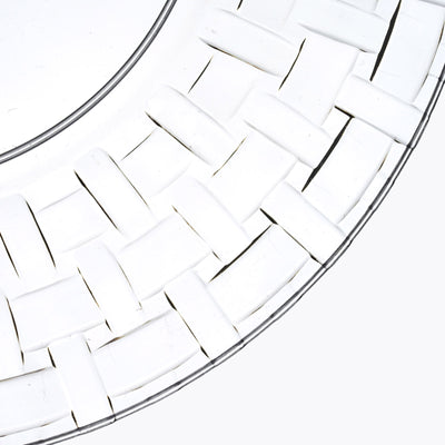 White woven serving plate with a glossy finish