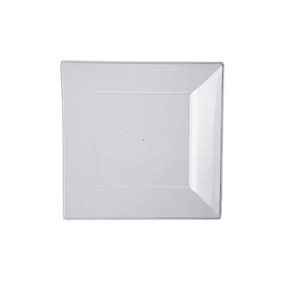 Square white serving plate with beveled edges