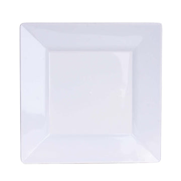 Glossy White Square Plastic Dessert Appetizer Plates - Pack of 10