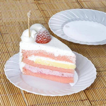 Stylish and Durable White Swirl Rim Plastic Dessert Appetizer Plates