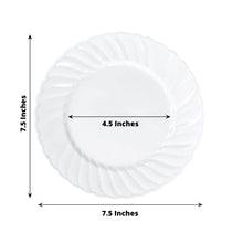 12 Pack | 7.5inch White Flair Rim Plastic Dessert Appetizer Plates, Round Disposable Salad Plates