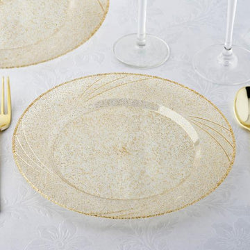 Convenient and Stylish Gold Glittered Plastic Plates