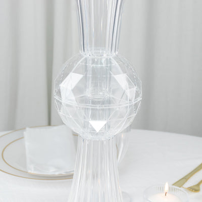 Crystal geometric vase with elegant design and clear finish.