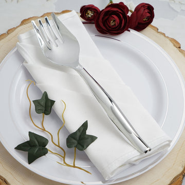 Silver Large Serving Forks for Event Planning and Catering
