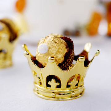 Elegant Gold Fillable Mini Crown Candy Container Gift Boxes