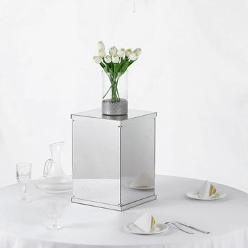 Add a Touch of Elegance with the Silver Mirror Finish Acrylic Pedestal Riser