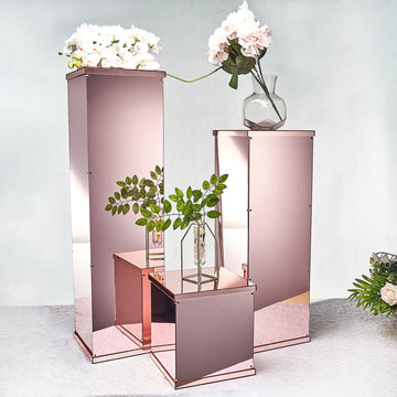 Experience the Beauty of the Rose Gold Mirror Finish Acrylic Pedestal Riser