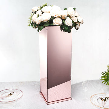 Elevate Your Event Decor with the Rose Gold Mirror Finish Acrylic Pedestal Riser