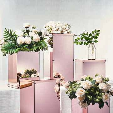 Enhance Your Event Decor with Rose Gold Acrylic Pedestal Risers