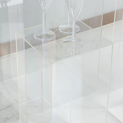 Set of 5 Clear Acrylic Pedestal Risers – Pre-Assembled Rectangular Display Stands for Weddings