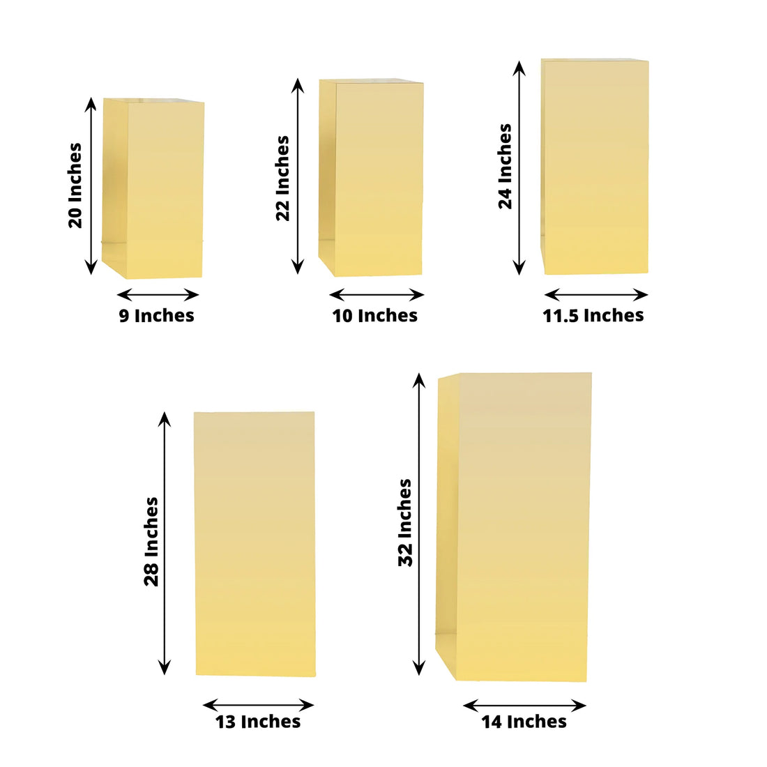 Set of 5 Acrylic Pedestal Risers Gold Mirror | eFavormart