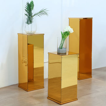 Elevate Your Event Decor with Gold Mirror Finish Acrylic Pedestal Risers
