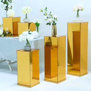 Add a Touch of Glamour with Gold Mirror Finish Acrylic Pedestal Risers
