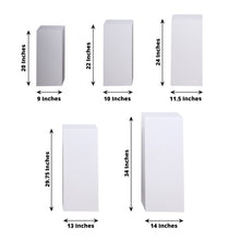 Set of 5 White Metal Rectangular Prop Pedestal Stands For Aisle Decor, Plinth Pillar Display Boxes